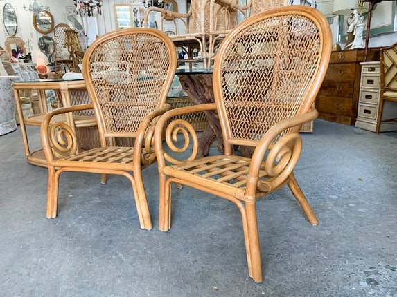 Pair of Balloon Back Rattan Chairs