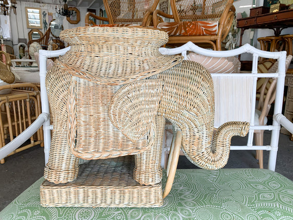 Wicker Elephant Garden Seat