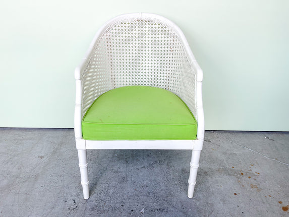 Faux Bamboo and Cane Barrel Chair