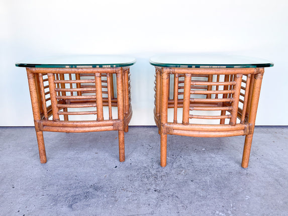 Pair of Ficks Reed Rattan Side Tables