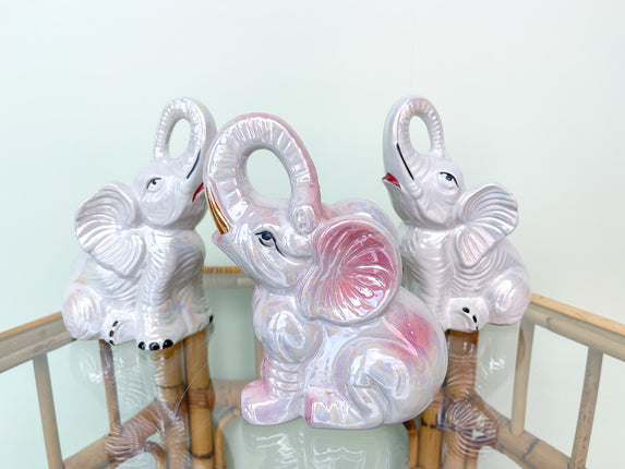 Trio of 1950s Iridescent Elephants