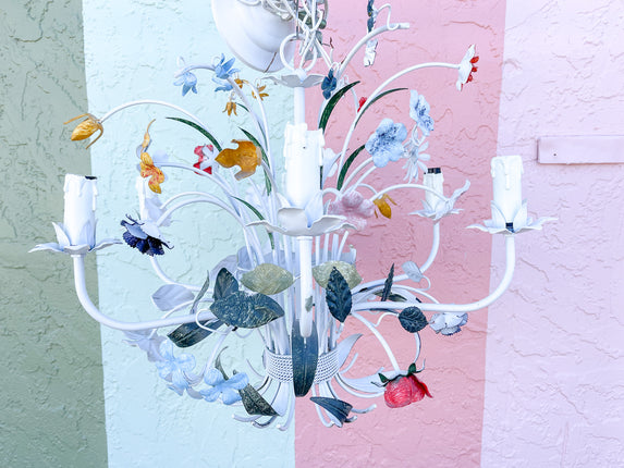 Spring Florals Tole Chandelier