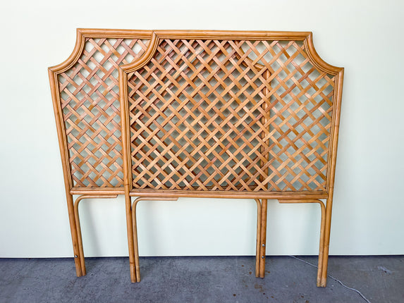 Pair of Lattice Rattan Twin Headboards