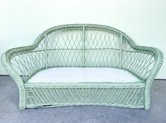 Seagreen Braided Rattan Loveseat