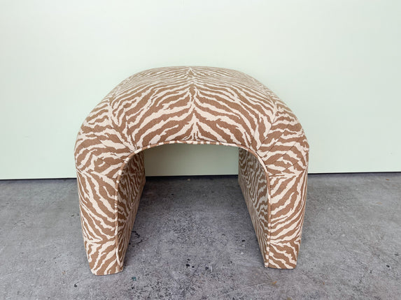 Waterfall Zebra Print Upholstered Ottoman