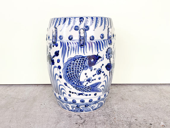 Blue and White Koi Garden Seat