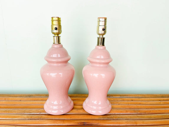 Pair of Sweet Petite Pink Ginger Jar Lamps