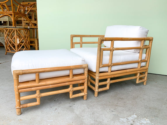 Ficks Reed Rattan Lounge Chair and Ottoman