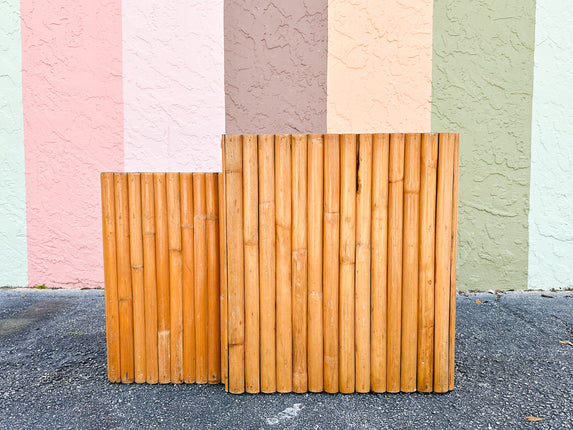 Pair of 1950s Coastal Rattan Nesting Tables