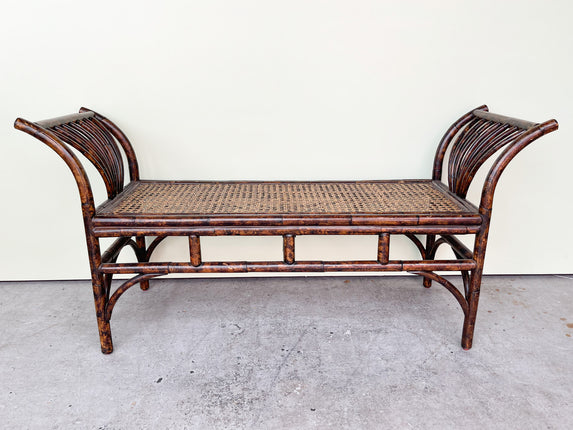 Tortoiseshell Bamboo and Cane Bench