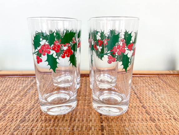 Set of Four Holly Glassware