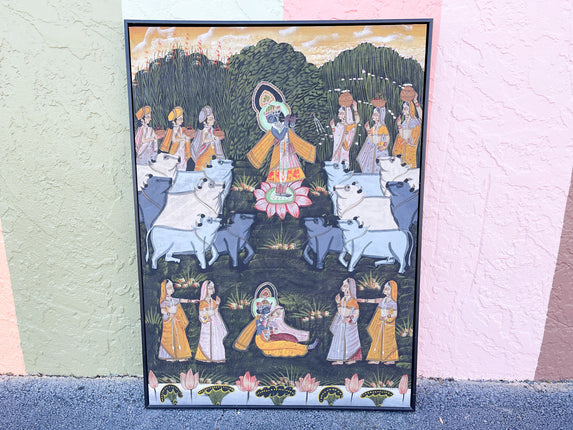 Hindu Gods 1980's Batik Cotton Art