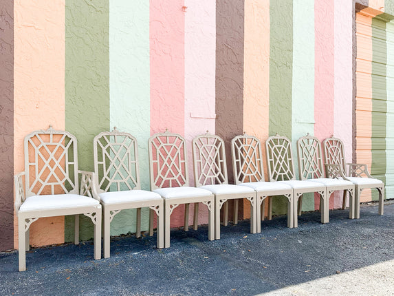 Set of Eight Fretwork Pagoda Dining Chairs