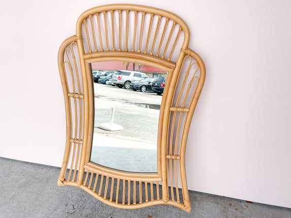 Curved Rattan Mirror