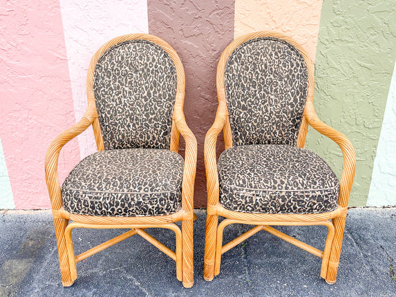 Pair of Fierce Twisted Rattan Arm Chairs