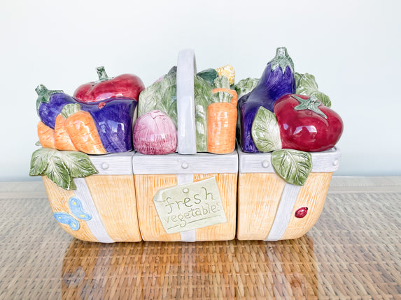 Fitz and Floyd Vegetable Basket Canister Set