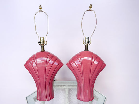 Pair of Pink Art Deco Lamps