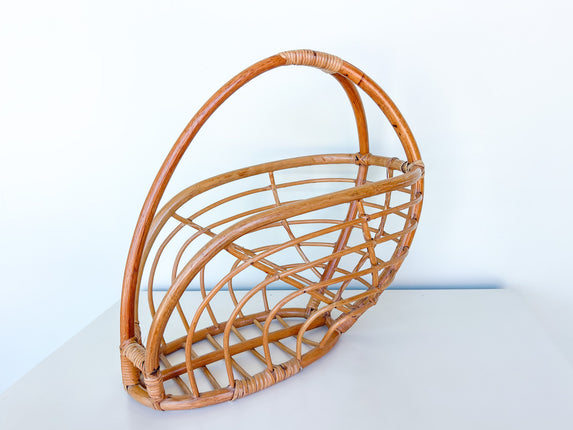 Asymmetrical Rattan Magazine Rack