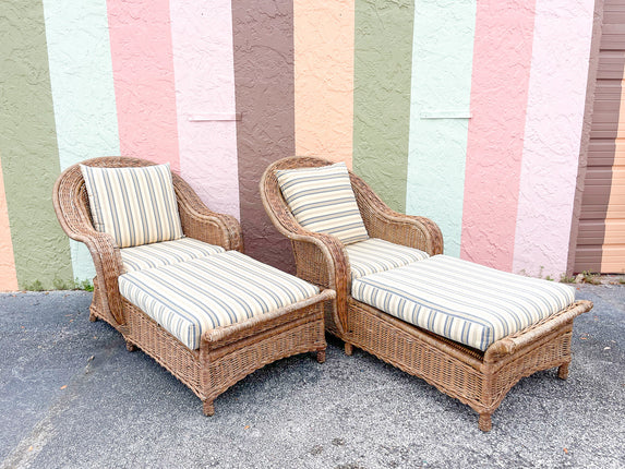 Pair of Rattan Chaises