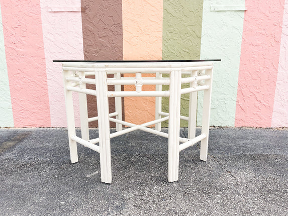 Large Fretwork Rattan Entry Table