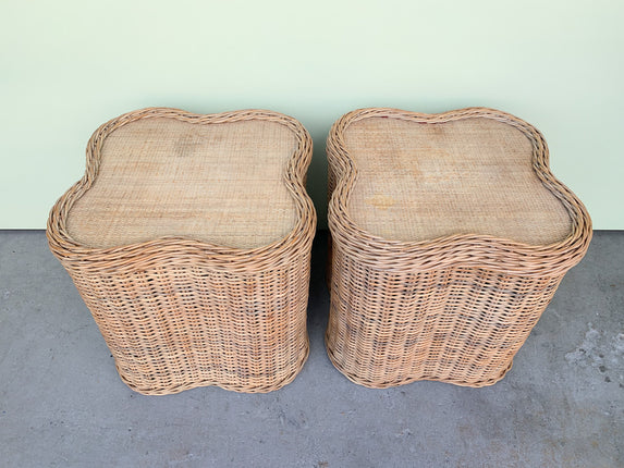 Pair of Clover Wicker End Tables