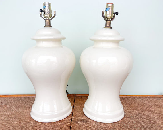 Warehouse Wednesday Sale: Pair of Cream Ginger Jar Lamps
