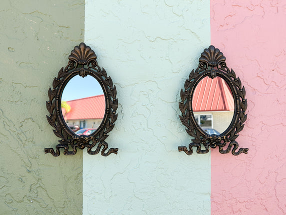 Pair of Petite Brass Bow Mirrors