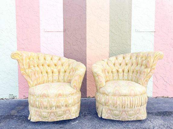 Hollywood Regency Scalloped Asymmetrical Chairs