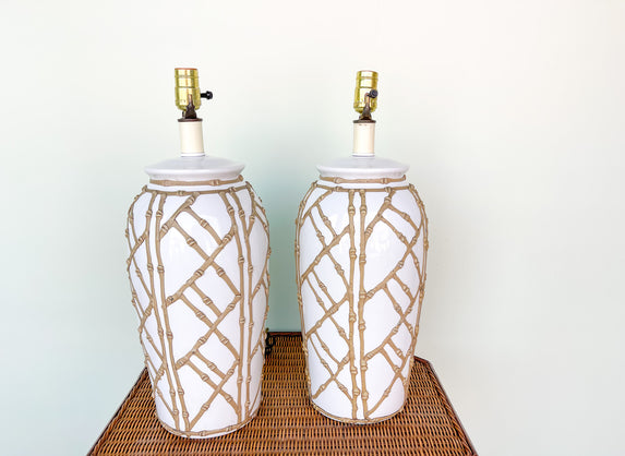 Pair of Faux Bamboo Icing Lamps