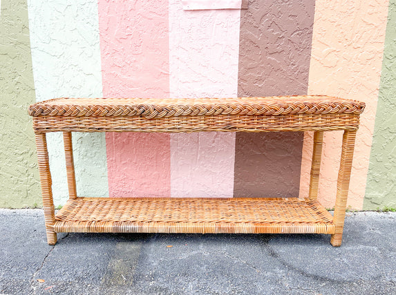 Braided Rattan Console