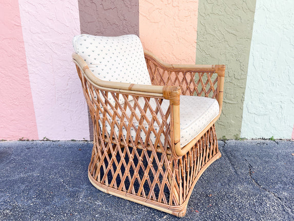 Rattan Lattice Barrel Chair