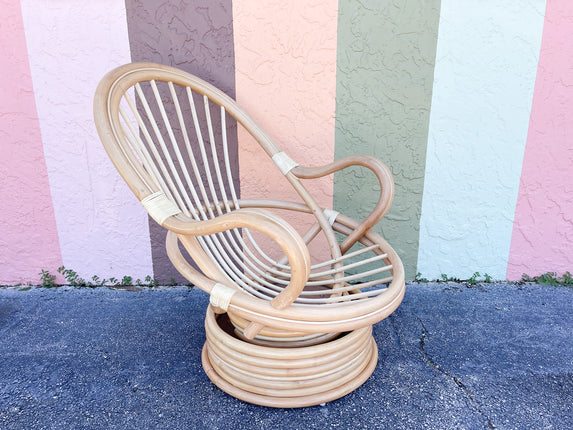 Old Florida Rattan Swivel Chair