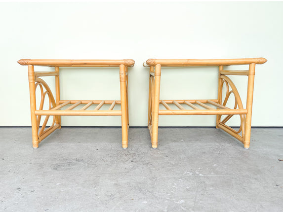Warehouse Wednesday: Pair of Sunburst Rattan Side Tables