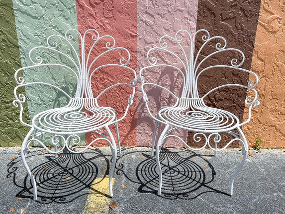 Pair of Whimsical Metal Peacock Chairs
