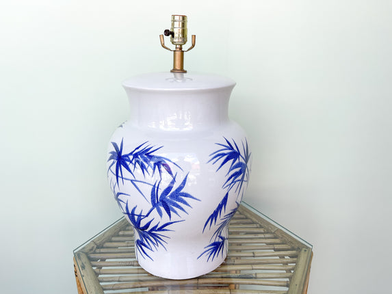 Large Blue And White Hand Painted Lamp