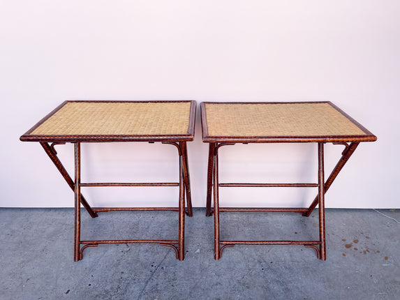 Pair of Palecek Rattan Folding Trays