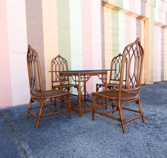 Cathedral Fretwork Rattan Dining Set