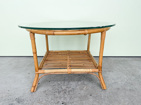 Old Florida Rattan Side Table