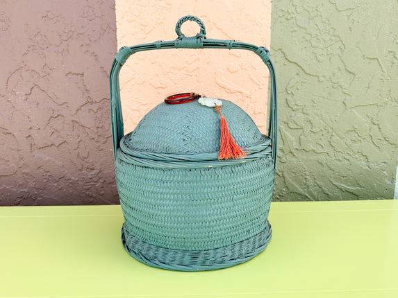 Kips Bay Show House Teal Asian Basket