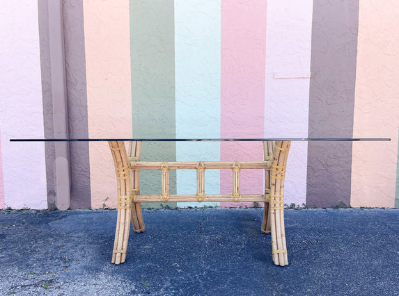 McGuire Style Rattan Dining Table