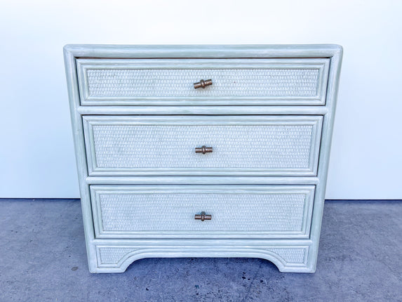 Kips Bay Show House Ficks Reed Rattan Seafoam Nightstand