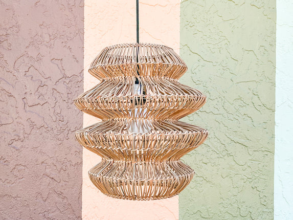 70s Chic Rattan Chandelier