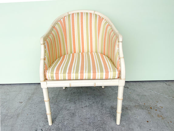 Upholstered Striped Faux Bamboo Chair
