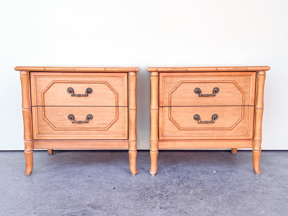 Pair of Natural Faux Bamboo Nightstands