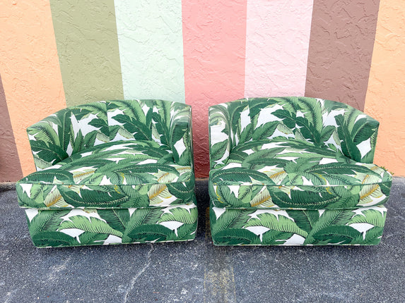 Pair of Upholstered Palm Chairs