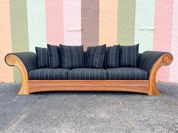 Gabriella Crespi Style Upholstered Pencil Reed Sofa