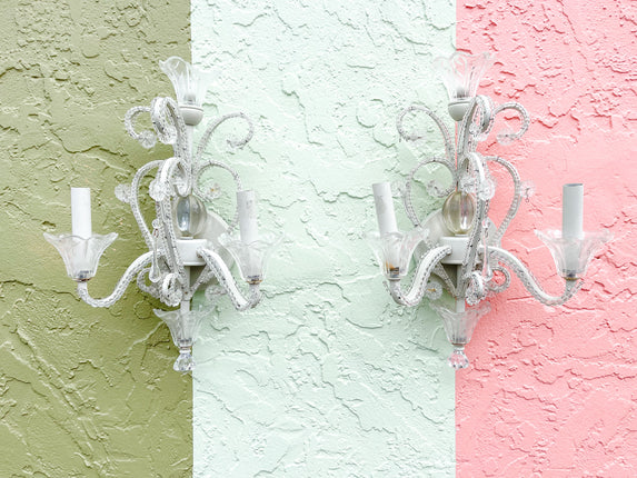 Pair of Crystal Wall Sconces