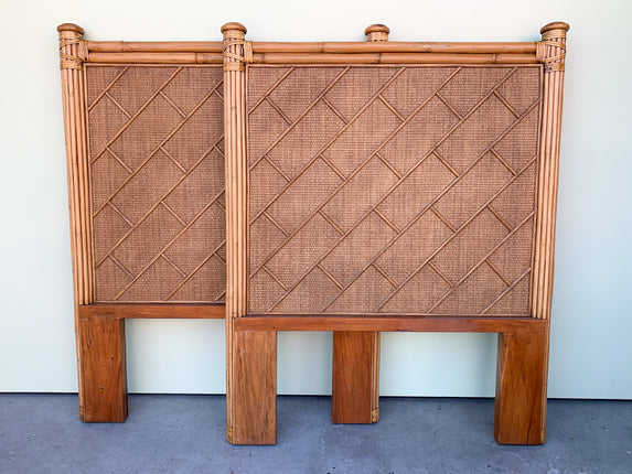 Pair of Rattan Chippendale Twin Headboards