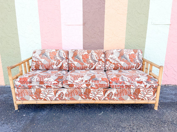 Old Florida Style Rattan Upholstered Daybed