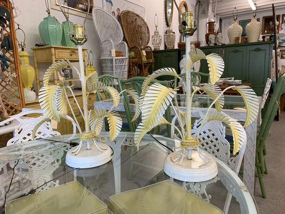 Pair of Tole Palm Tree Lamps